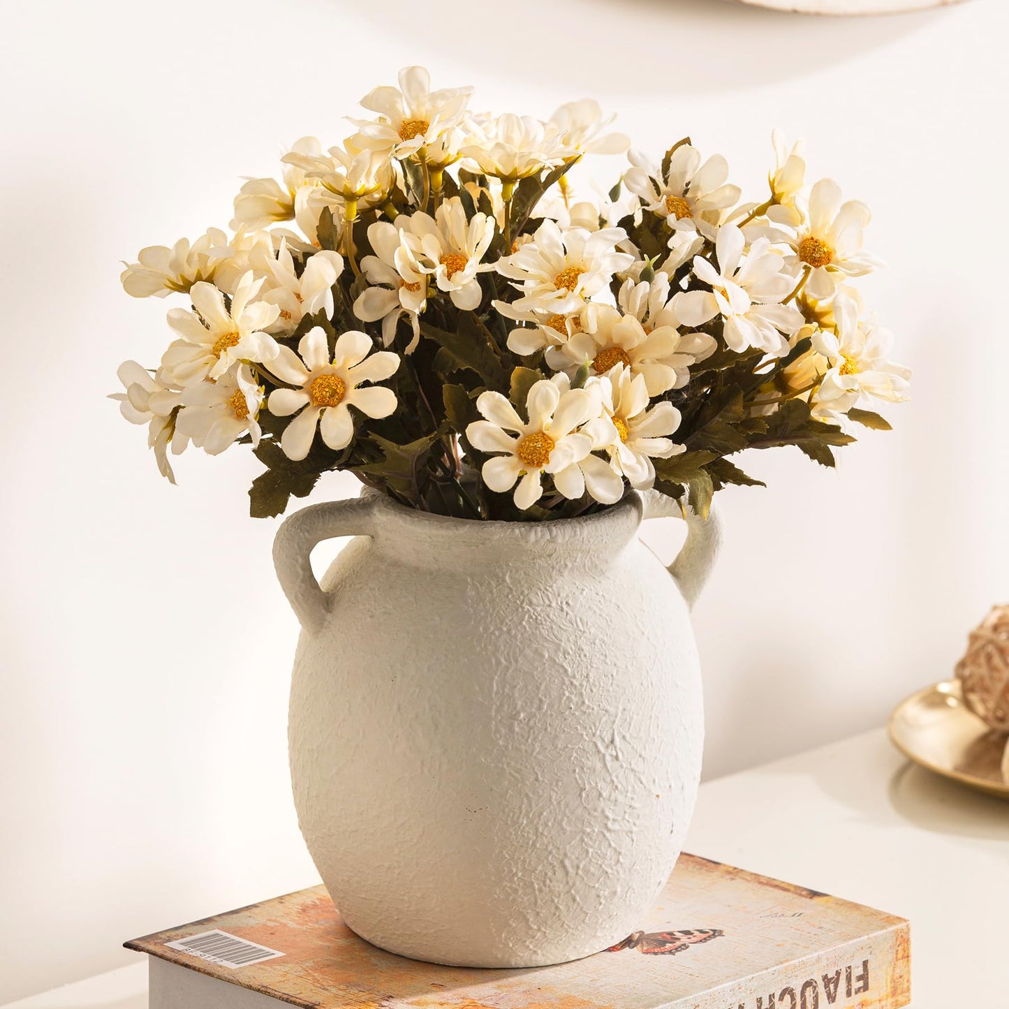 Dobbyby Ceramic Flower Vase 12 inch Farmhouse Rustic Vase Decorative Pottery Terracotta Tall Vases for Home Decor Table Mantle Fireplace Living Room Bathroom Wedding Centerpiece (Large-Terracota)
