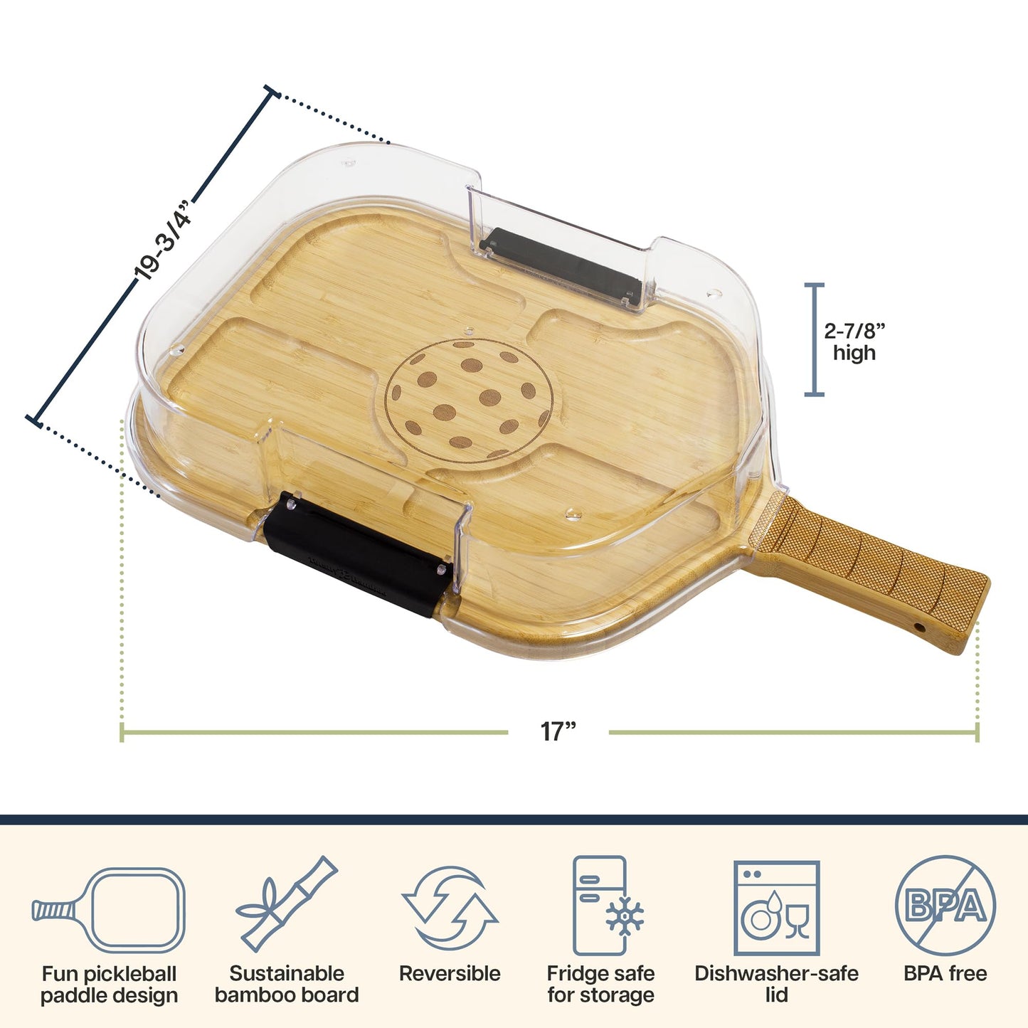 Totally Bamboo Flip, Serve & Store Football Charcuterie Board with Lid