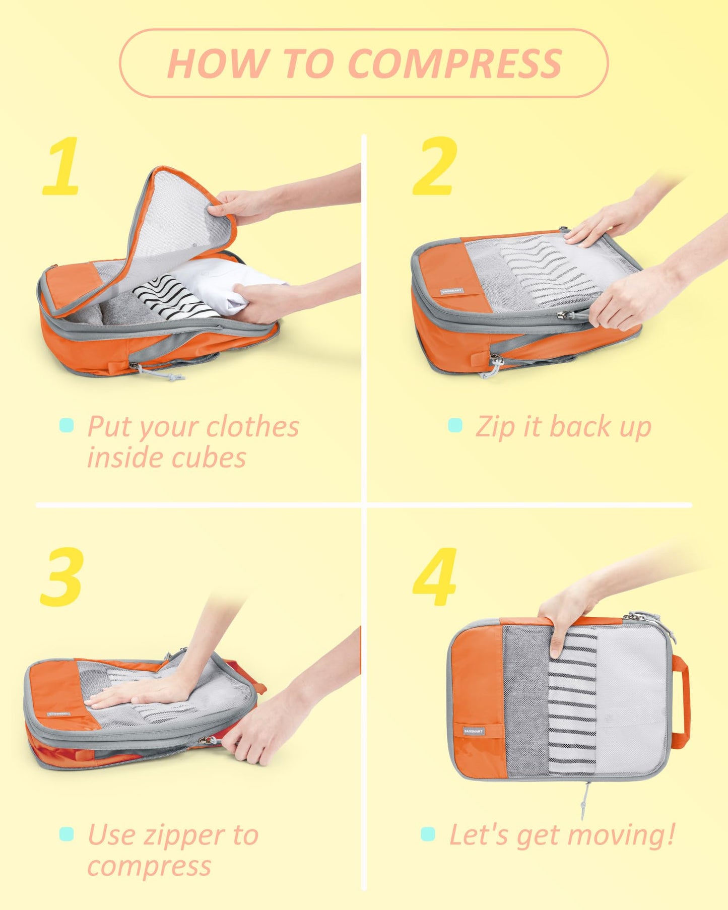 BAGSMART Compression Packing Cubes for Travel Essentials