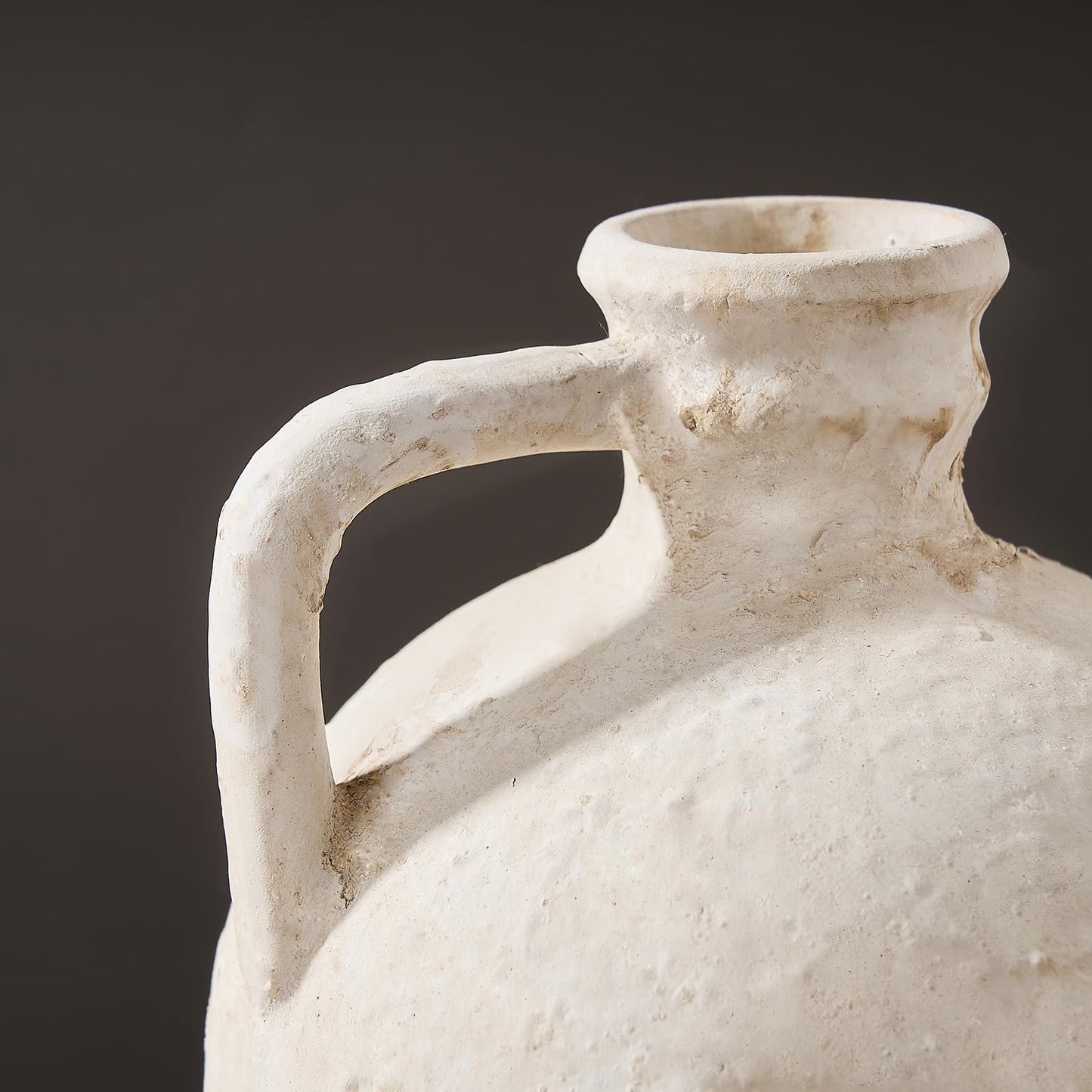 Ceramic Rustic Farmhouse Vase,9.25 inch Terracotta Vase with Handle