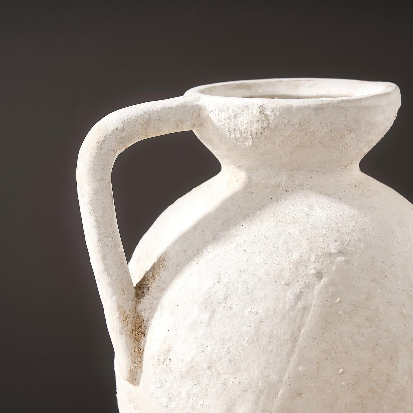 Ceramic Rustic Farmhouse Vase,9.25 inch Terracotta Vase with Handle