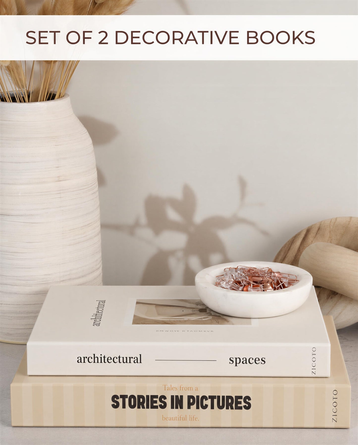 ZICOTO Beautiful Decorative Books Set of 2 for Your Coffee Table & Shelf