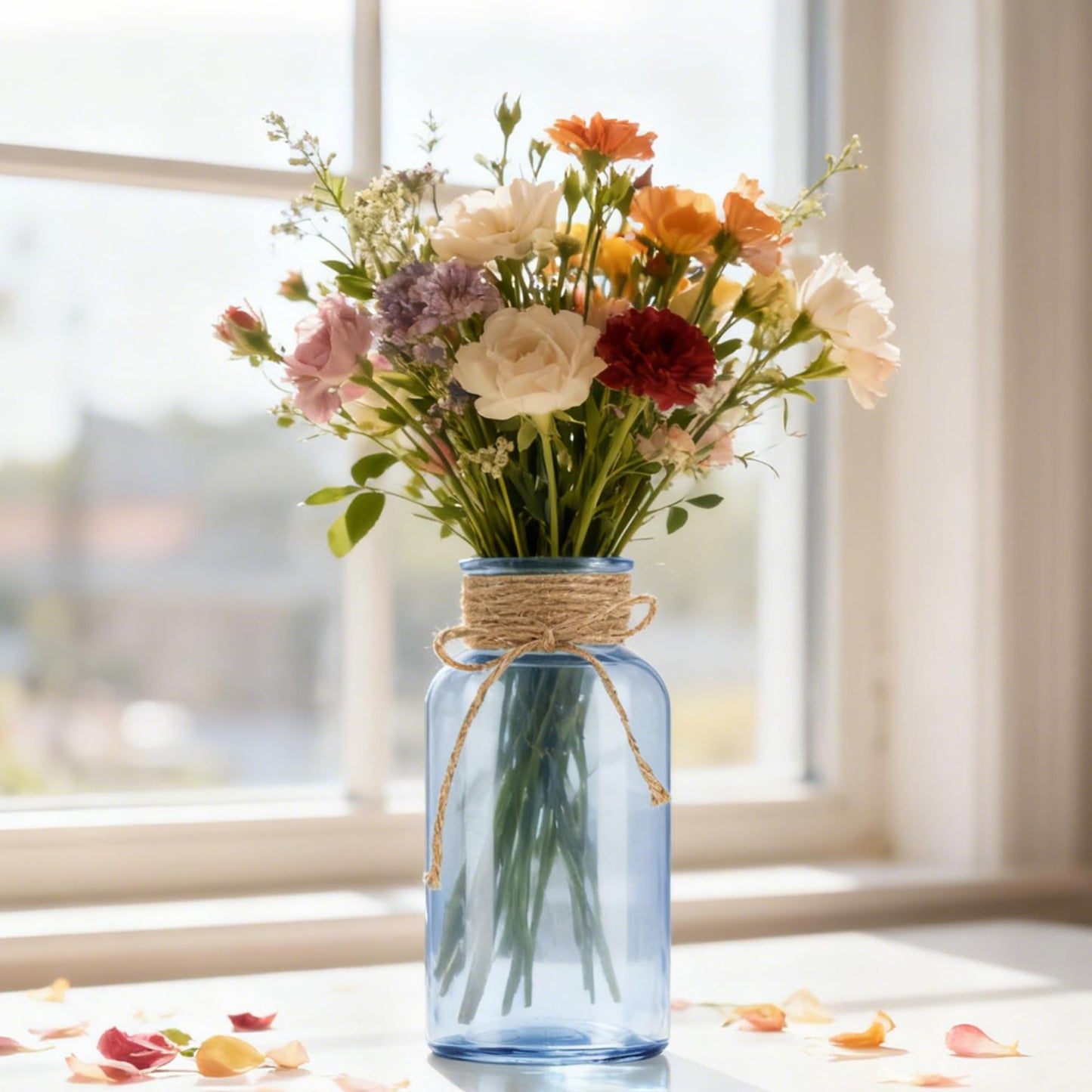 3 Pack Mason Jar Vases for Centerpieces, Amber Glass Flower Vase