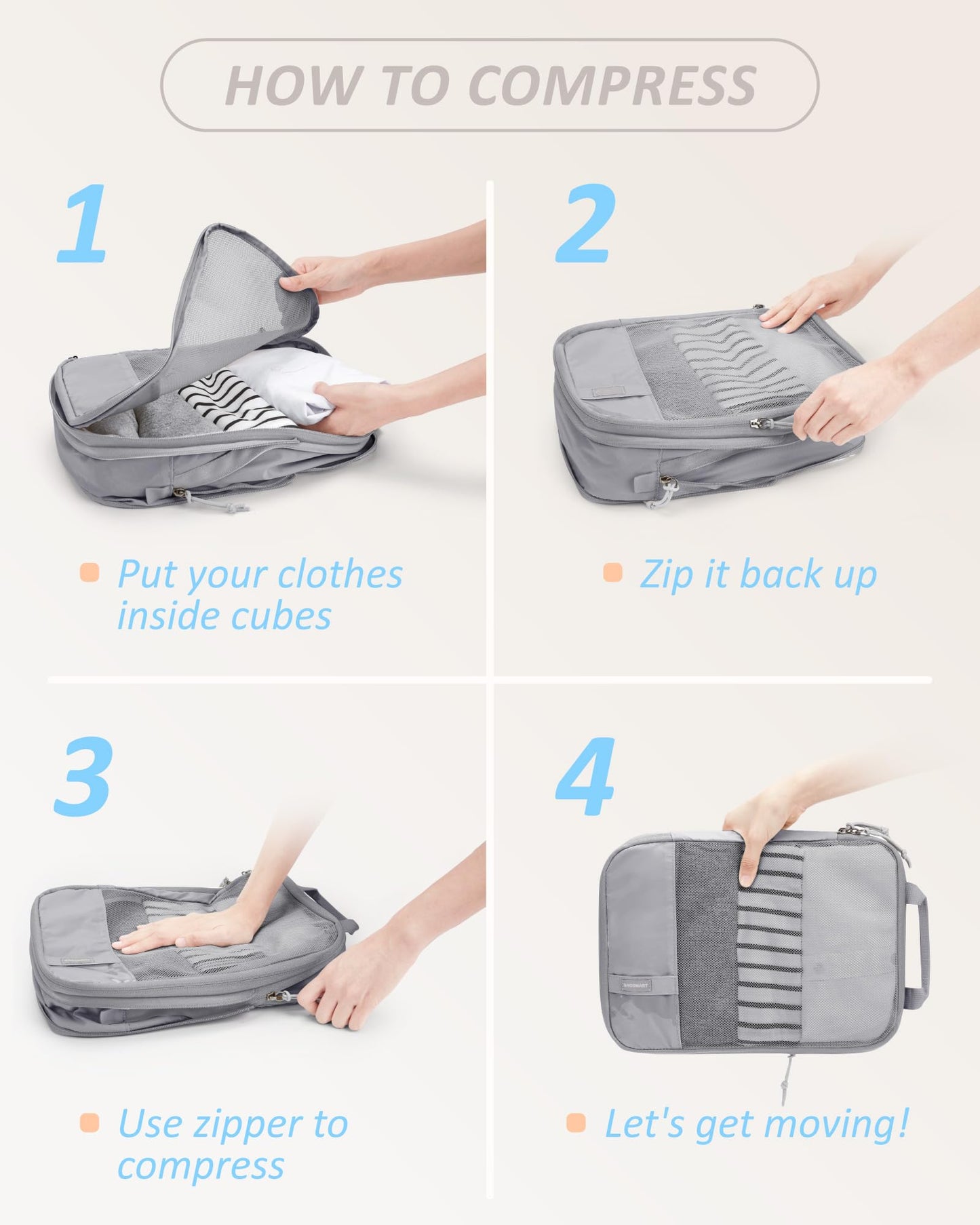 BAGSMART Compression Packing Cubes for Travel Essentials
