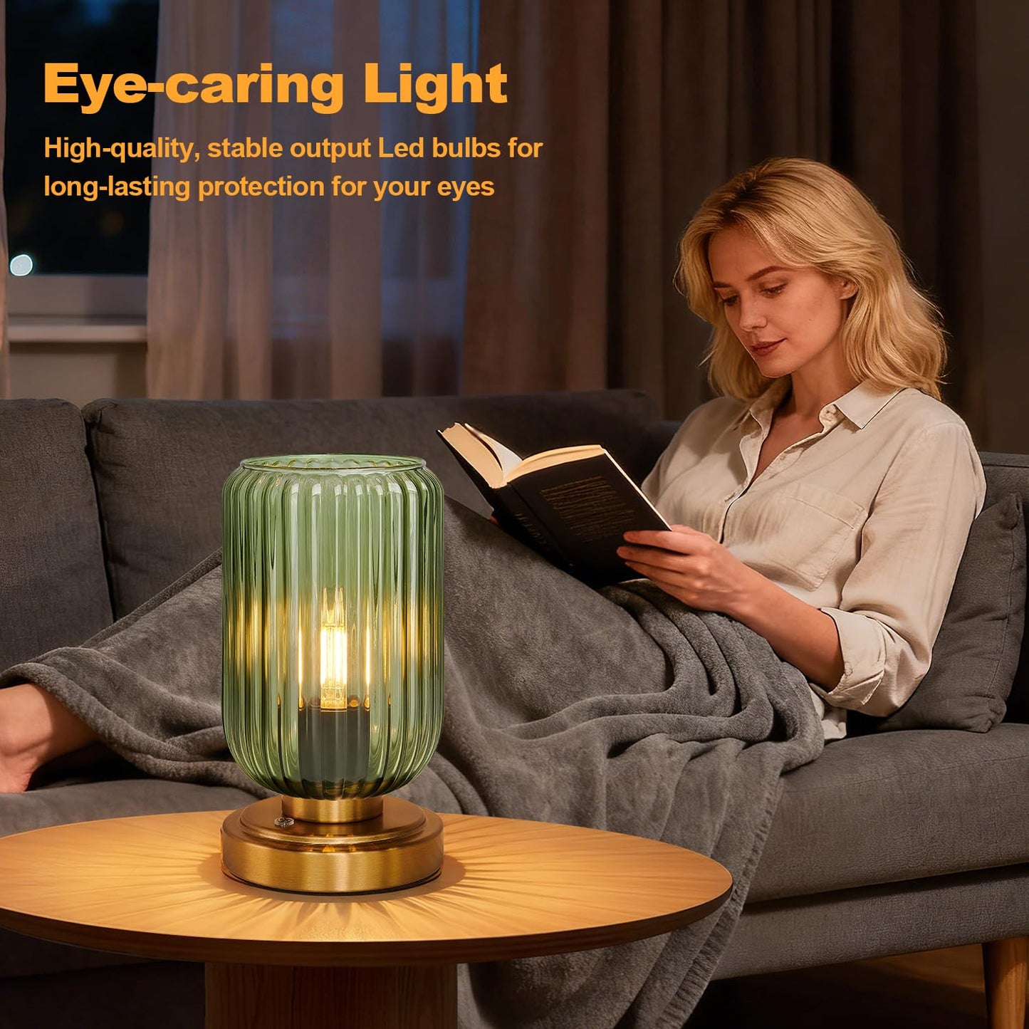 LightRound Cordless Table Lamp for Bedroom, Touch Stepless Dimmable, Modern