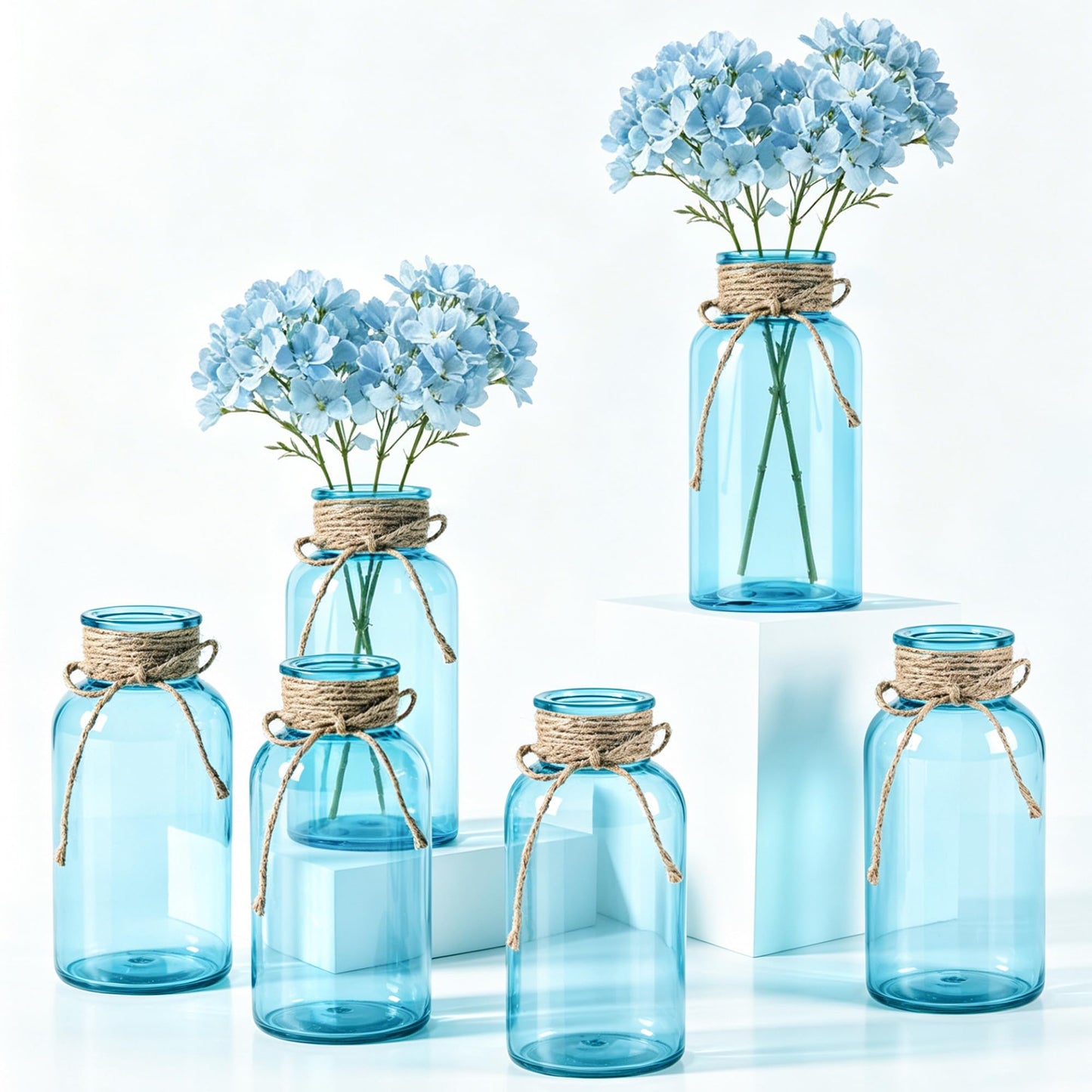 3 Pack Mason Jar Vases for Centerpieces, Amber Glass Flower Vase