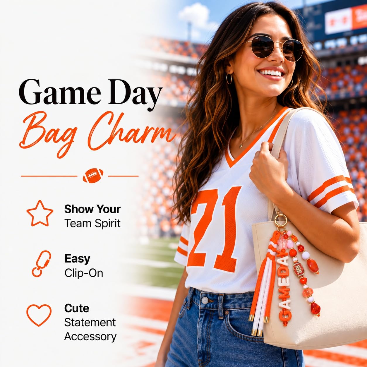 ANGLESJELL Football Bag Charms Paracord Game Day Keychains Purse Charms Football Cheer Mom Accessories Essentials Gifts