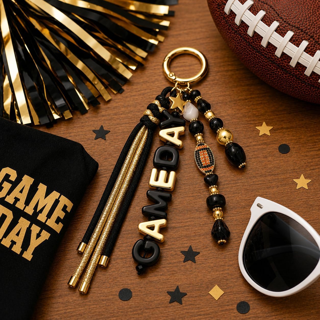 ANGLESJELL Football Bag Charms Paracord Game Day Keychains Purse Charms Football Cheer Mom Accessories Essentials Gifts