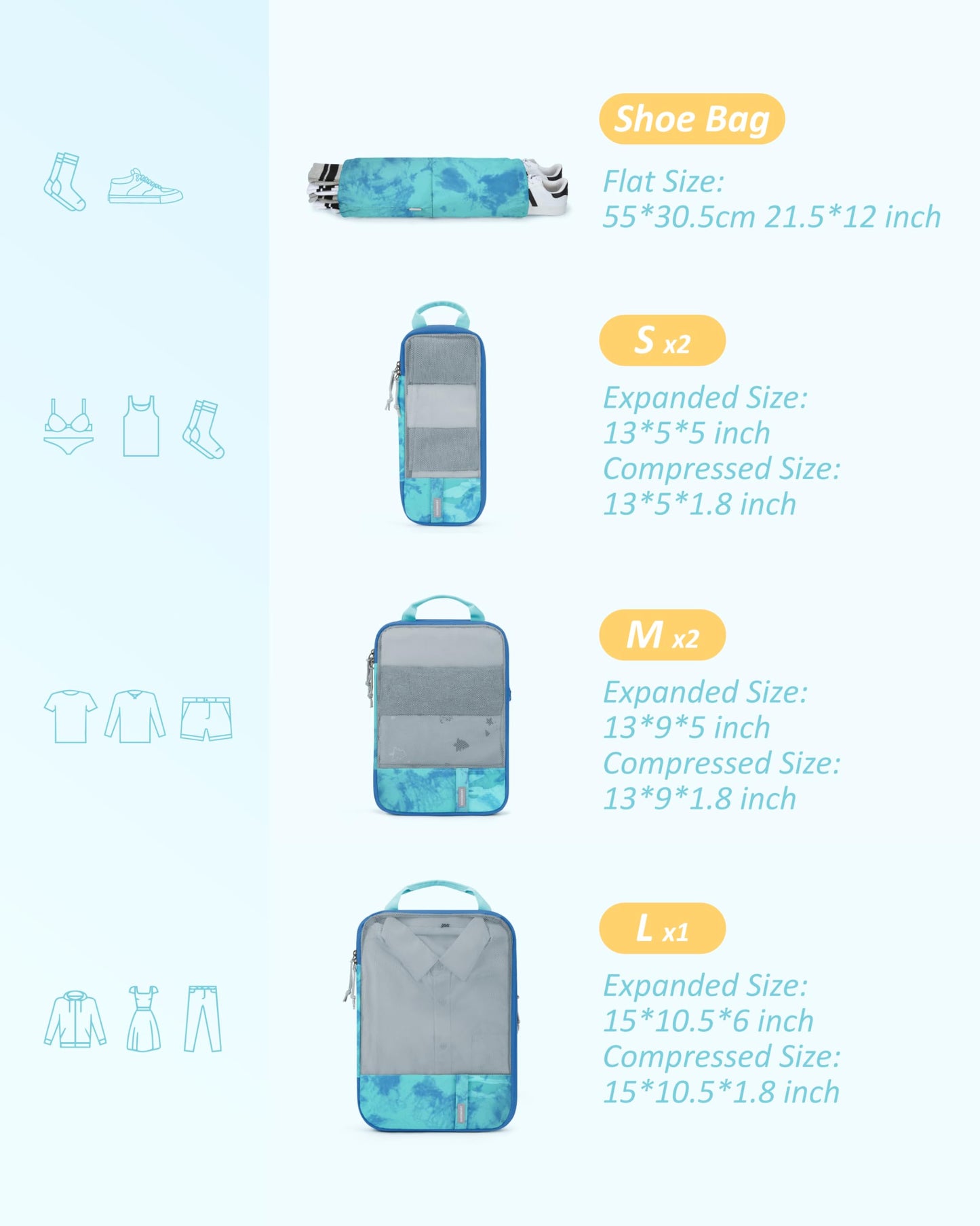 BAGSMART Compression Packing Cubes for Travel Essentials