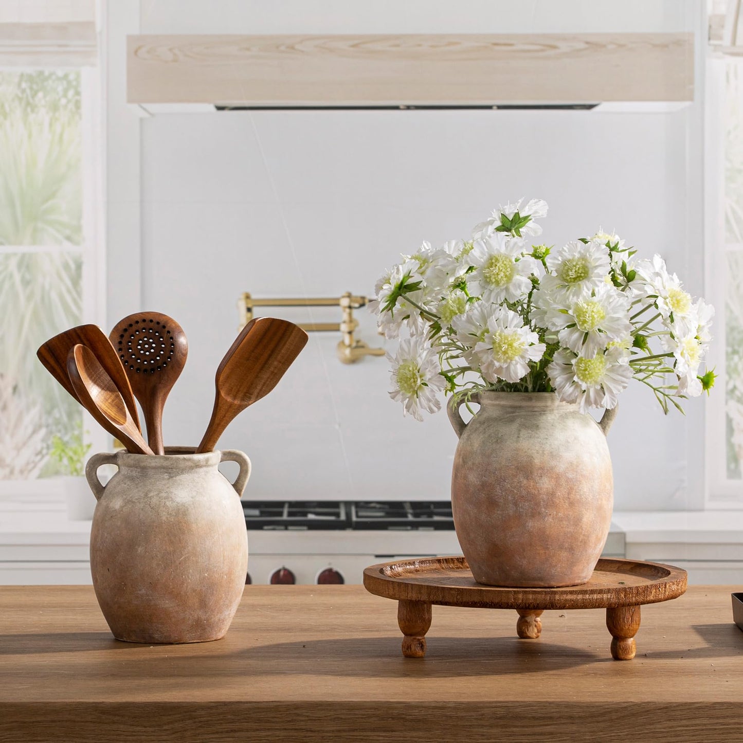 Dobbyby Ceramic Flower Vase 12 inch Farmhouse Rustic Vase Decorative Pottery Terracotta Tall Vases for Home Decor Table Mantle Fireplace Living Room Bathroom Wedding Centerpiece (Large-Terracota)