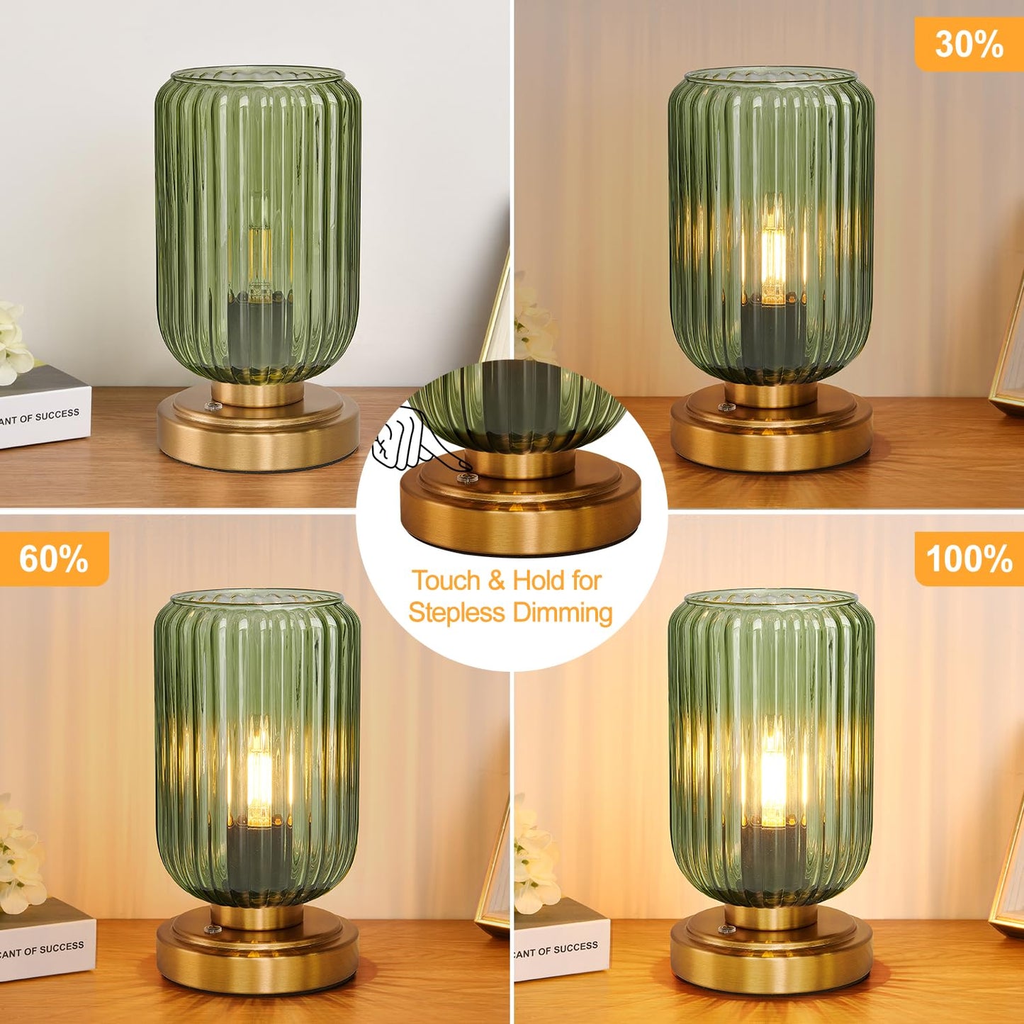 LightRound Cordless Table Lamp for Bedroom, Touch Stepless Dimmable, Modern