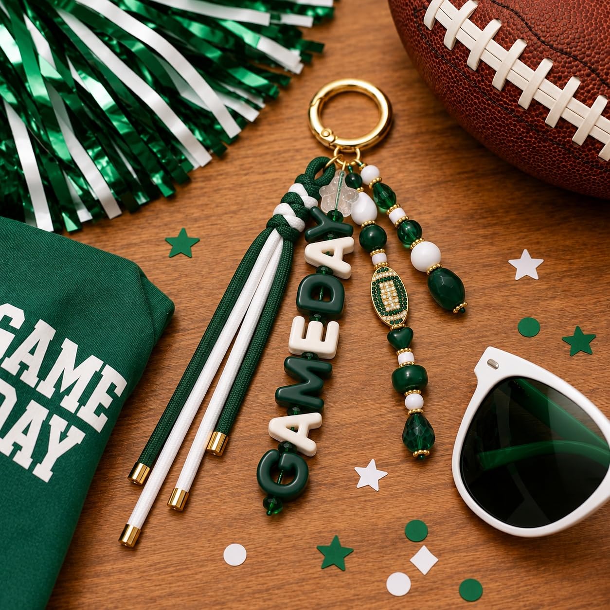 ANGLESJELL Football Bag Charms Paracord Game Day Keychains Purse Charms Football Cheer Mom Accessories Essentials Gifts