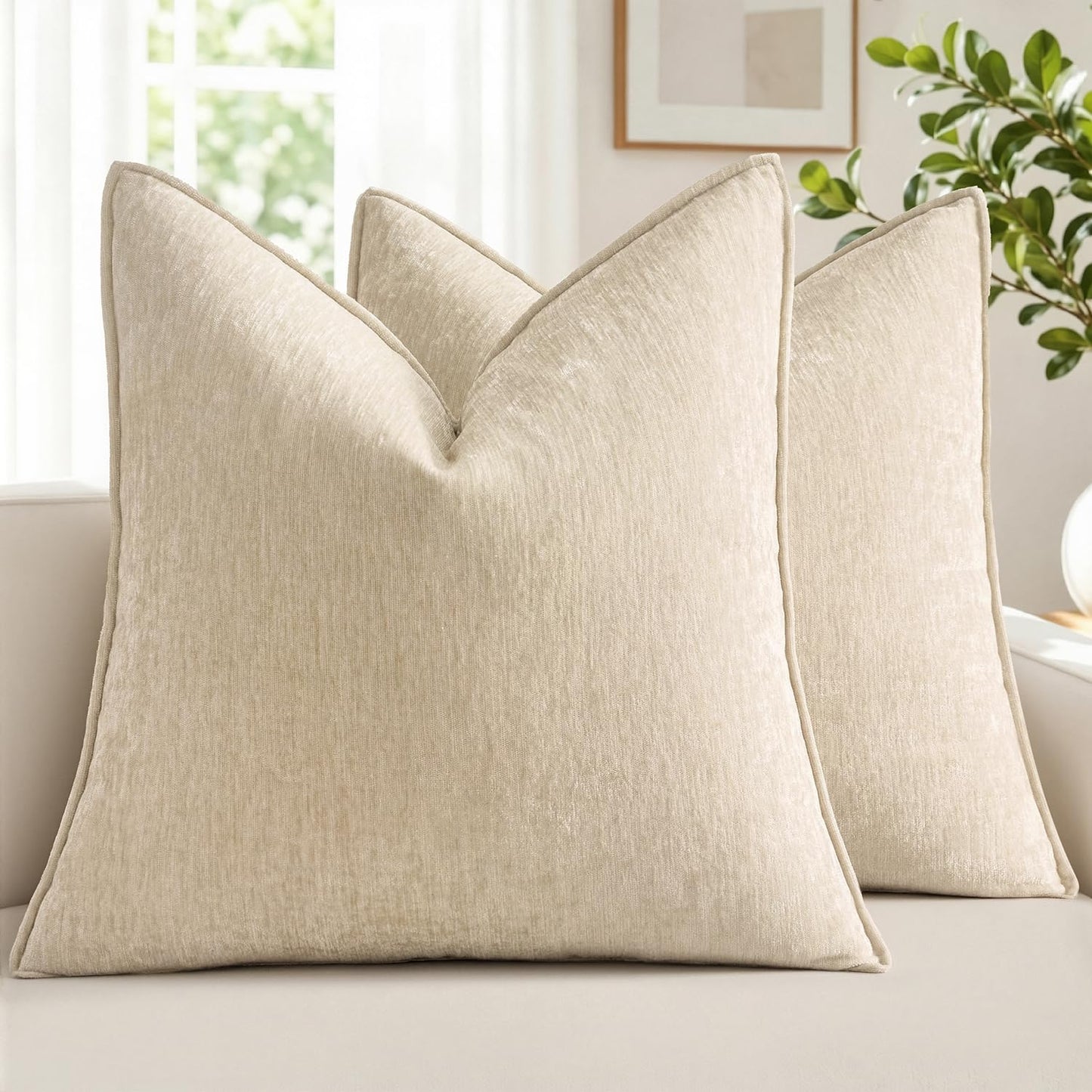 MIULEE Chenille Couch Pillow Covers Fall for Living Room 18x18 Dark Brown