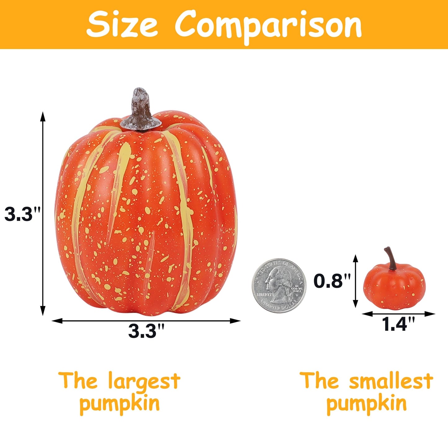 winemana 12 Pcs Pumpkin Fall Decorations, Golden Artificial Pumpkins