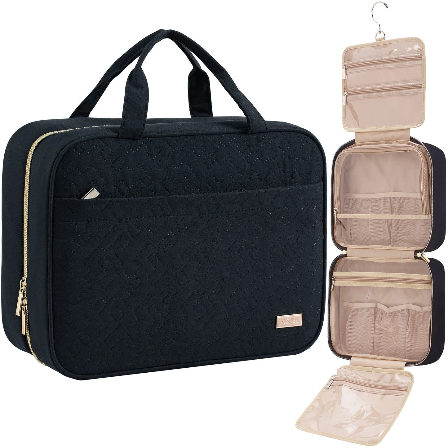 NISHEL Travel Toiletry Bag for women, Portable Hanging makeup Organizer