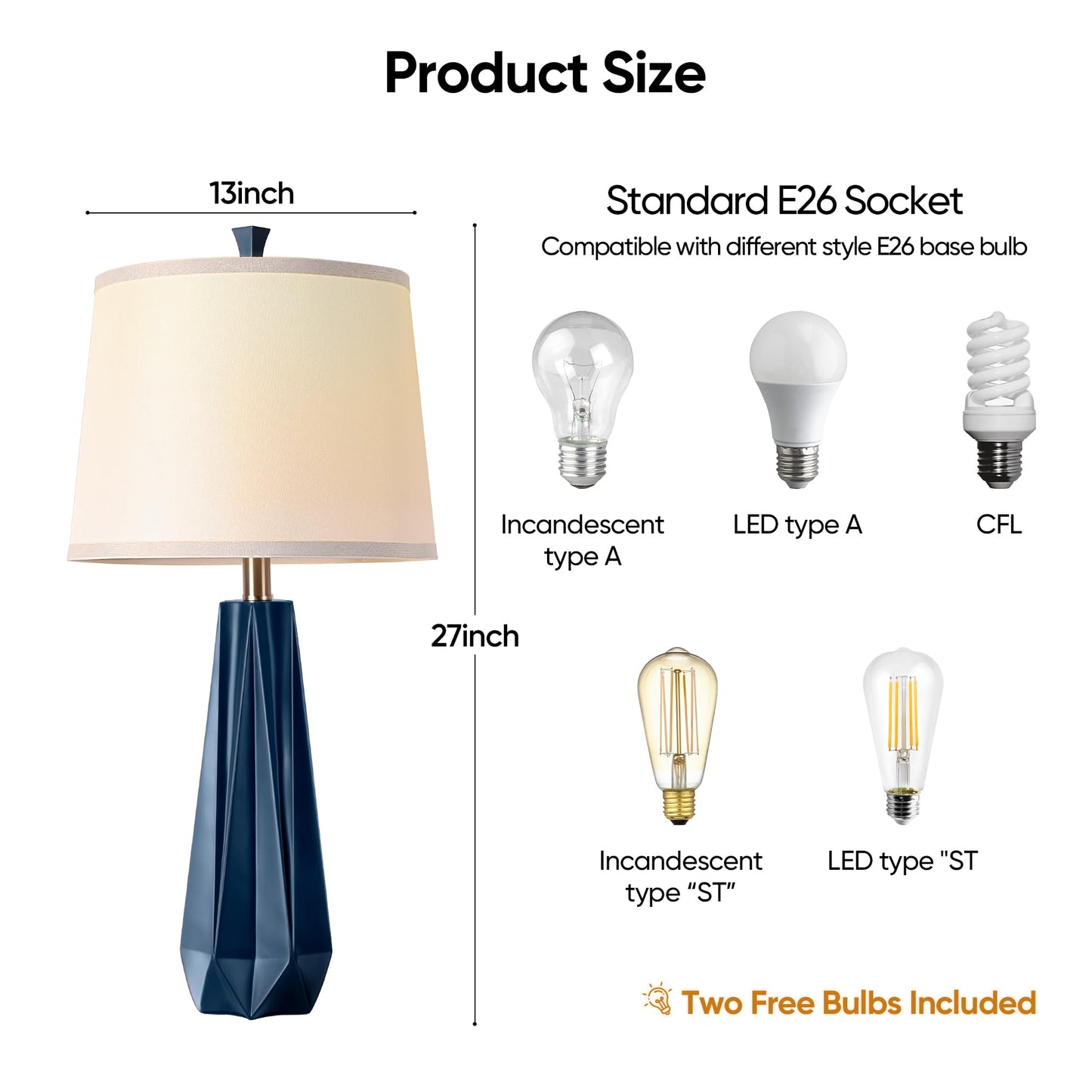 WIHTU 27" Wood Grain Resin Table Lamp Set of 2,Modern Beside Lamp for Decor