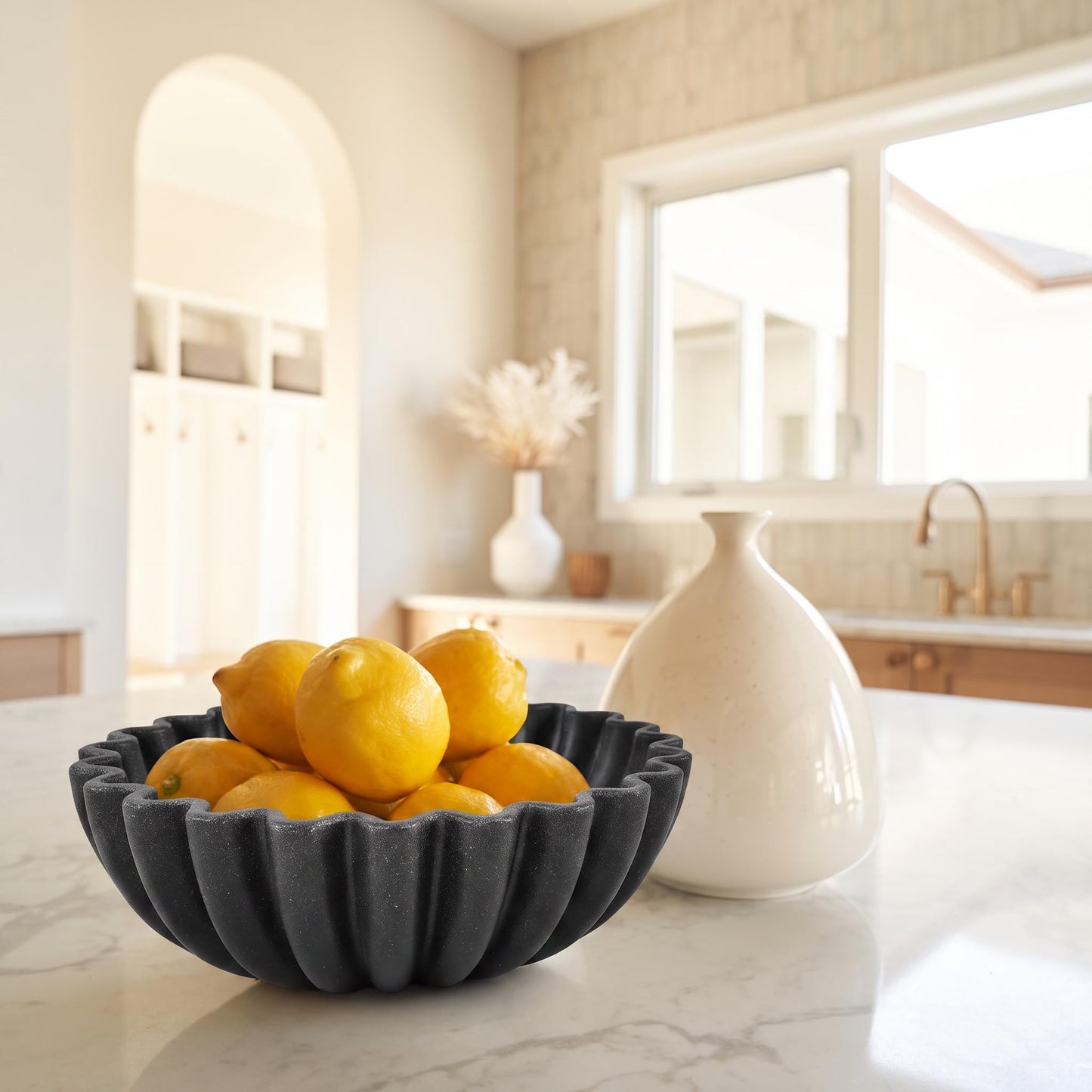 KIBAGA Decorative Marble Fruit Bowl for Your Kitchen Counter or Table Decor