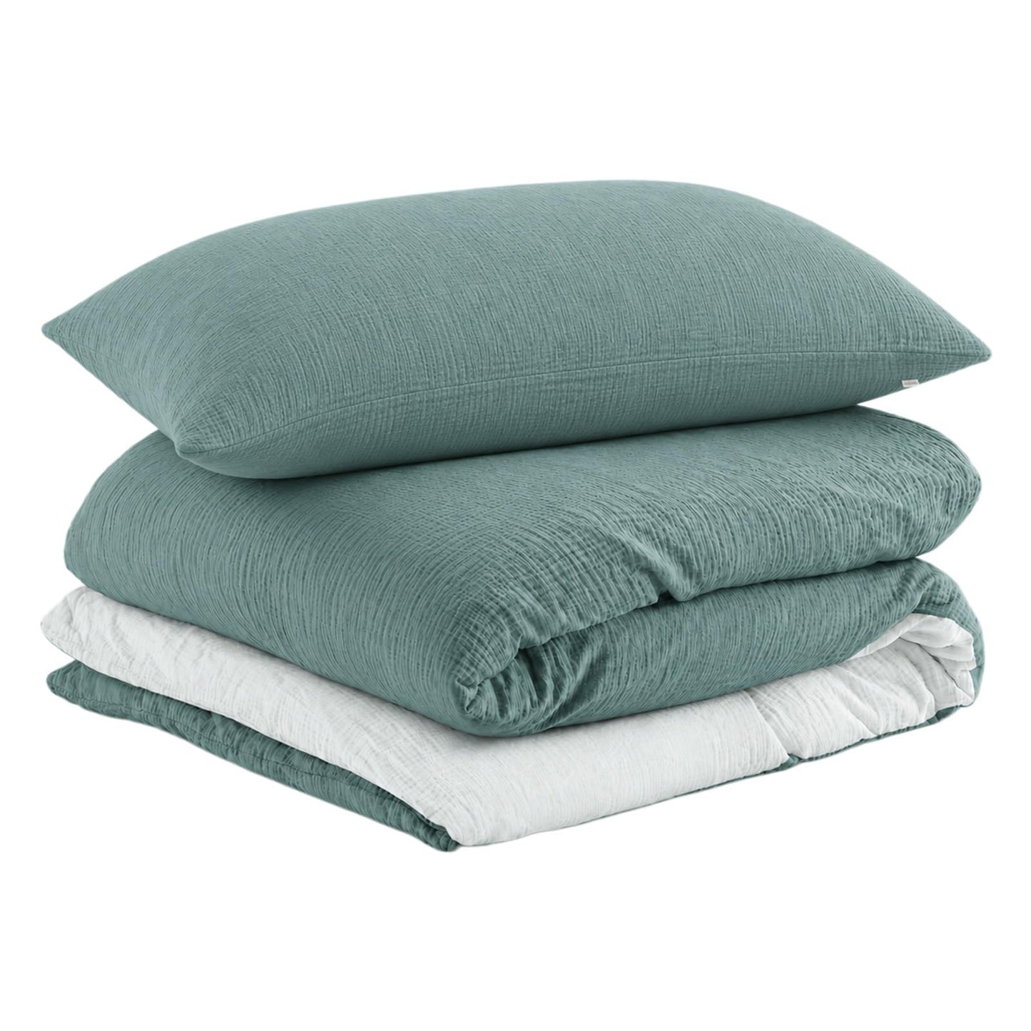 EMME Muslin Cotton Duvet Cover Set Linen Like Beige Queen