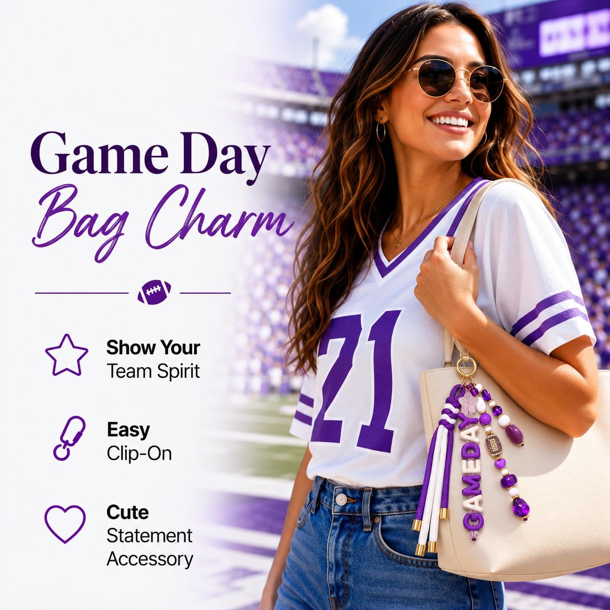 ANGLESJELL Football Bag Charms Paracord Game Day Keychains Purse Charms Football Cheer Mom Accessories Essentials Gifts