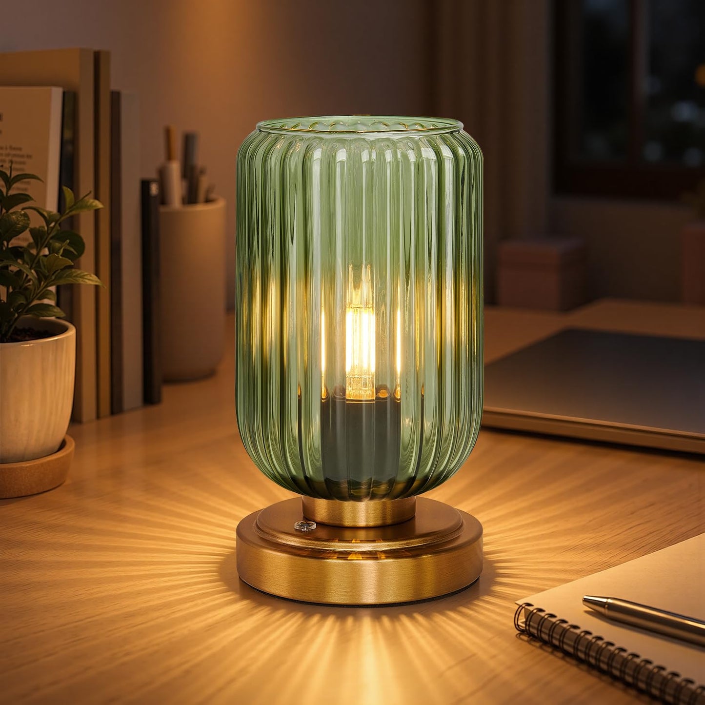LightRound Cordless Table Lamp for Bedroom, Touch Stepless Dimmable, Modern
