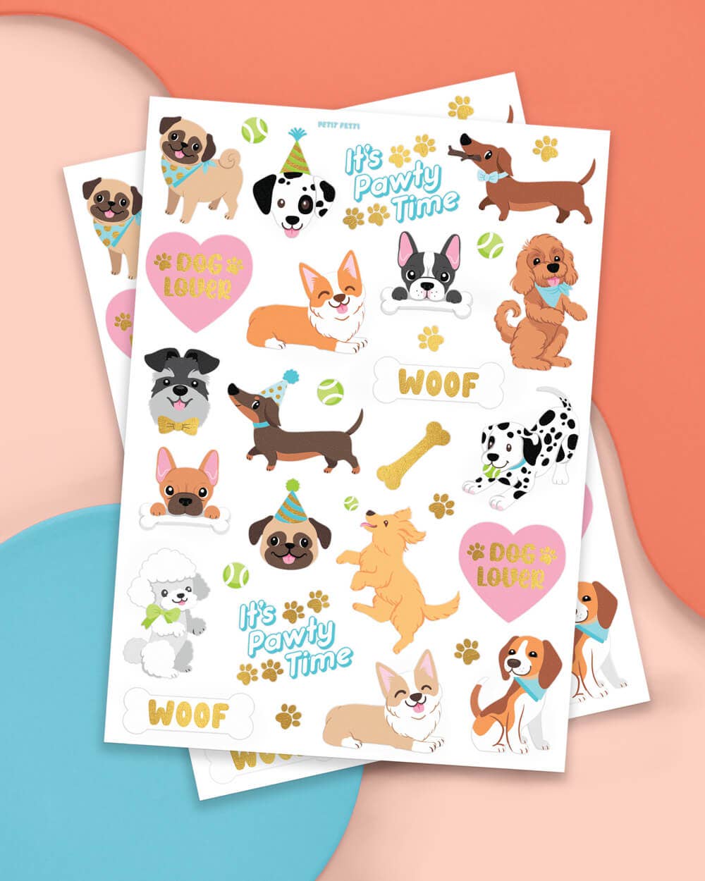 Dog Foil Kids Temporary Tattoos, Bday Party, Favor, Activity
