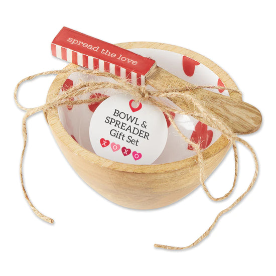 Load image into Gallery viewer, Spread the Love Enamel Wood Bowl Spreader Set
