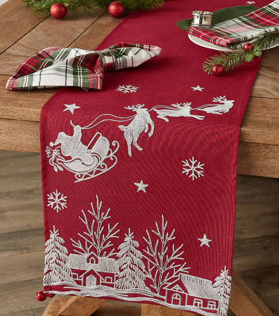 Santa's Sleigh Table Runner 14" x 70"