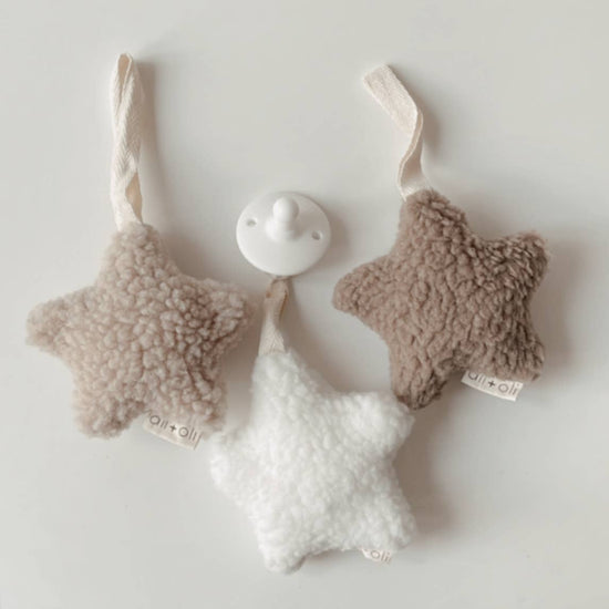 Load image into Gallery viewer, Plush Star Pacifier Holder (Sand)
