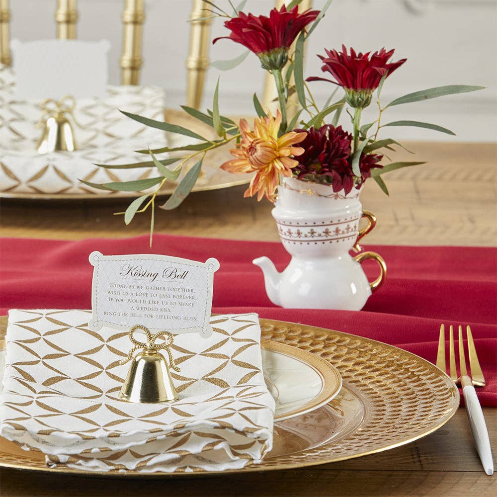Gold Kissing Bells Place Card/Photo Holder (Set of 24)