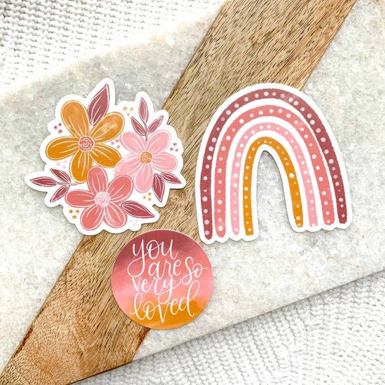 Load image into Gallery viewer, Pink and Yellow Rainbow 3x3in. Sticker
