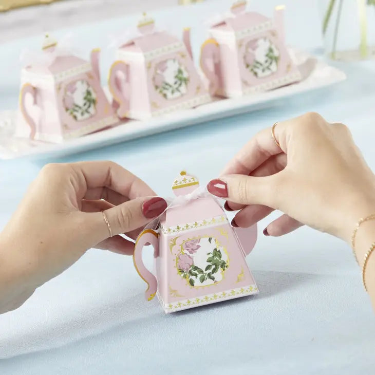 Tea Time Whimsy Teapot Favor Box Pink (Set of 24)