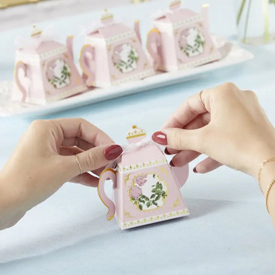 Tea Time Whimsy Teapot Favor Box Pink (Set of 24)