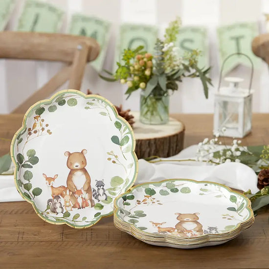 Critter Family Woodland Baby 9" Premium Paper Plates (Set of 16)