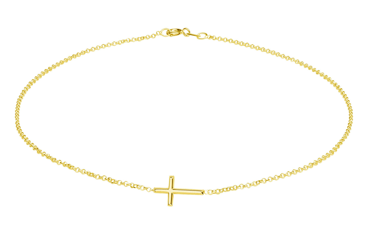 14K Gold-Plated Girls Horizontal Cross Necklace