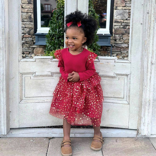 Load image into Gallery viewer, Scarlett Shimmer Christmas Long Sleeve Tutu Dress
