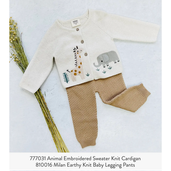 Load image into Gallery viewer, Organic Animal Safari Embroidered Baby Cardigan Sweater
