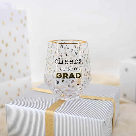 Load image into Gallery viewer, Cheers to the Grad - 16 oz Geometric  Glass
