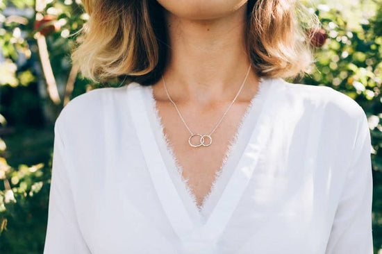 Load image into Gallery viewer, Congratulations New Mom Interlocking Circles Dainty Necklace: Gold / 18&amp;quot; / 14k Gold Vermeil
