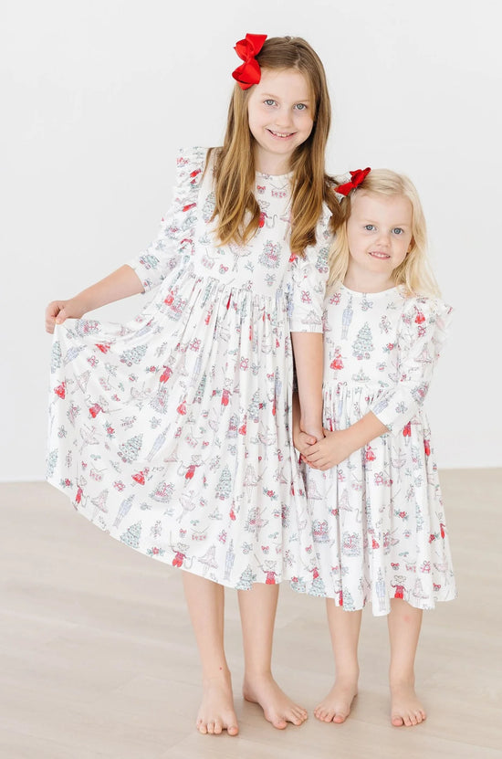 Load image into Gallery viewer, Clara&amp;#39;s Christmas Ruffle Twirl Dress
