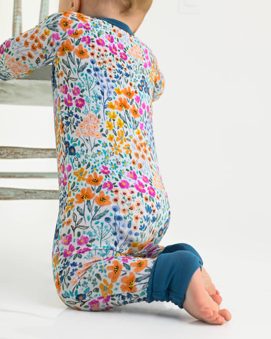 Load image into Gallery viewer, Whispering Wildflowers Bamboo baby pajamas convertible Romper
