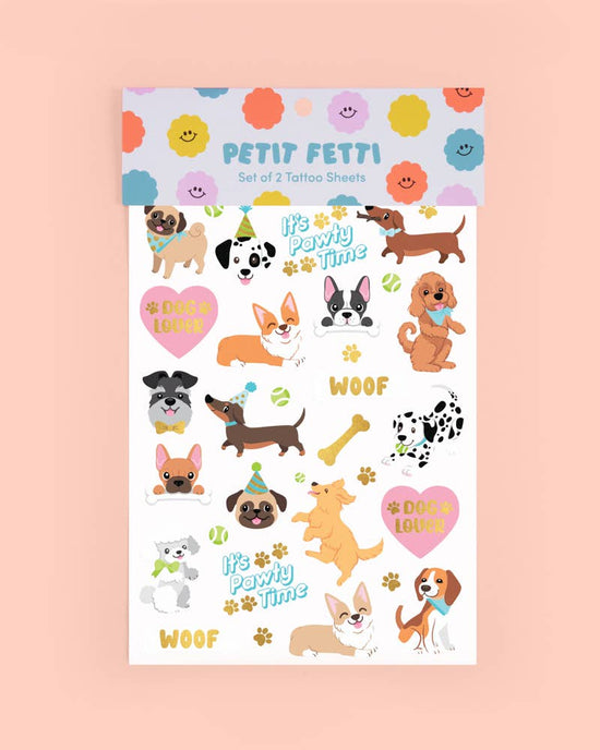 Dog Foil Kids Temporary Tattoos, Bday Party, Favor, Activity