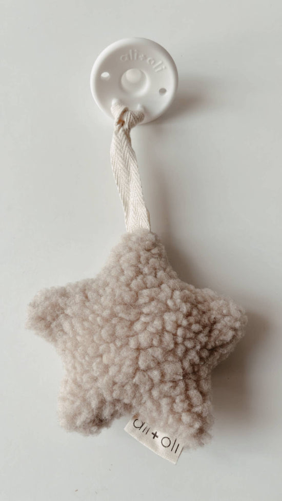 Load image into Gallery viewer, Plush Star Pacifier Holder (Sand)
