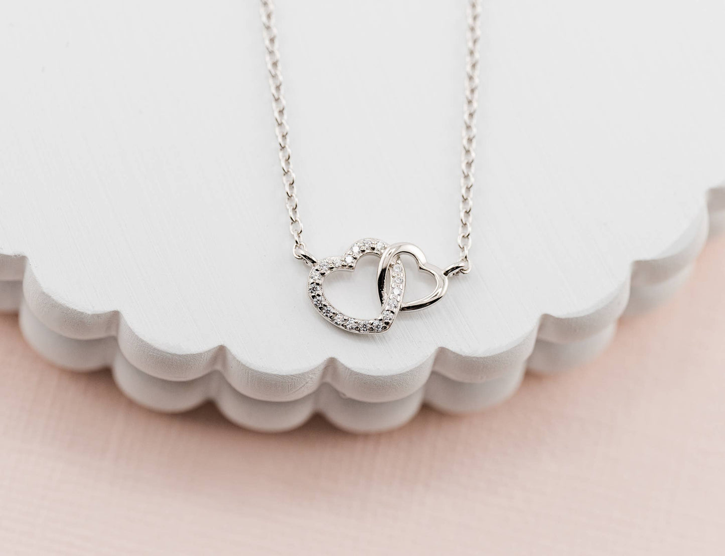Silver Mom and Me 2-Piece Necklace Set - Hearts Entwined 14-16 inch