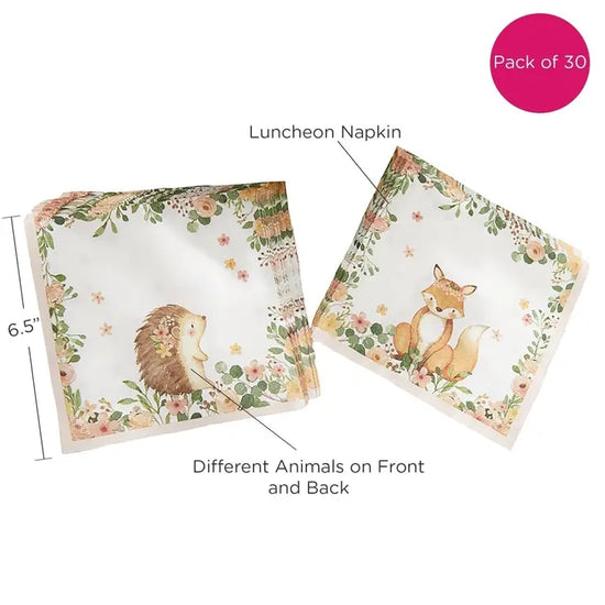 Woodland Baby 2 ply Paper Napkins Pink