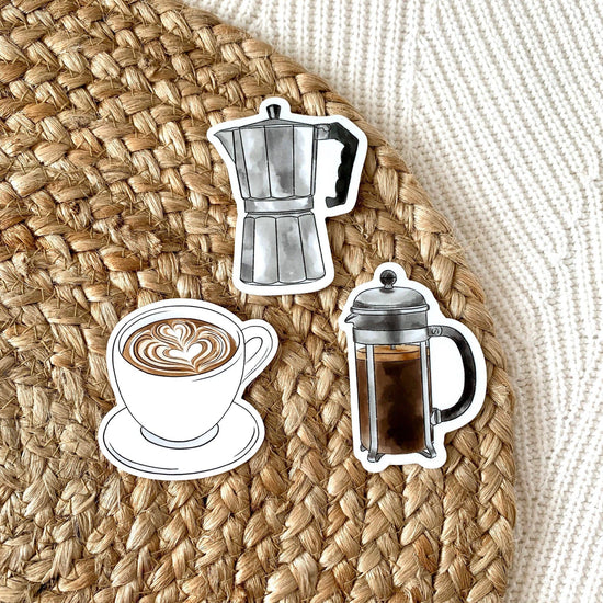 Load image into Gallery viewer, Latte Art Coffee Mug Sticker 2.5x2.5in.
