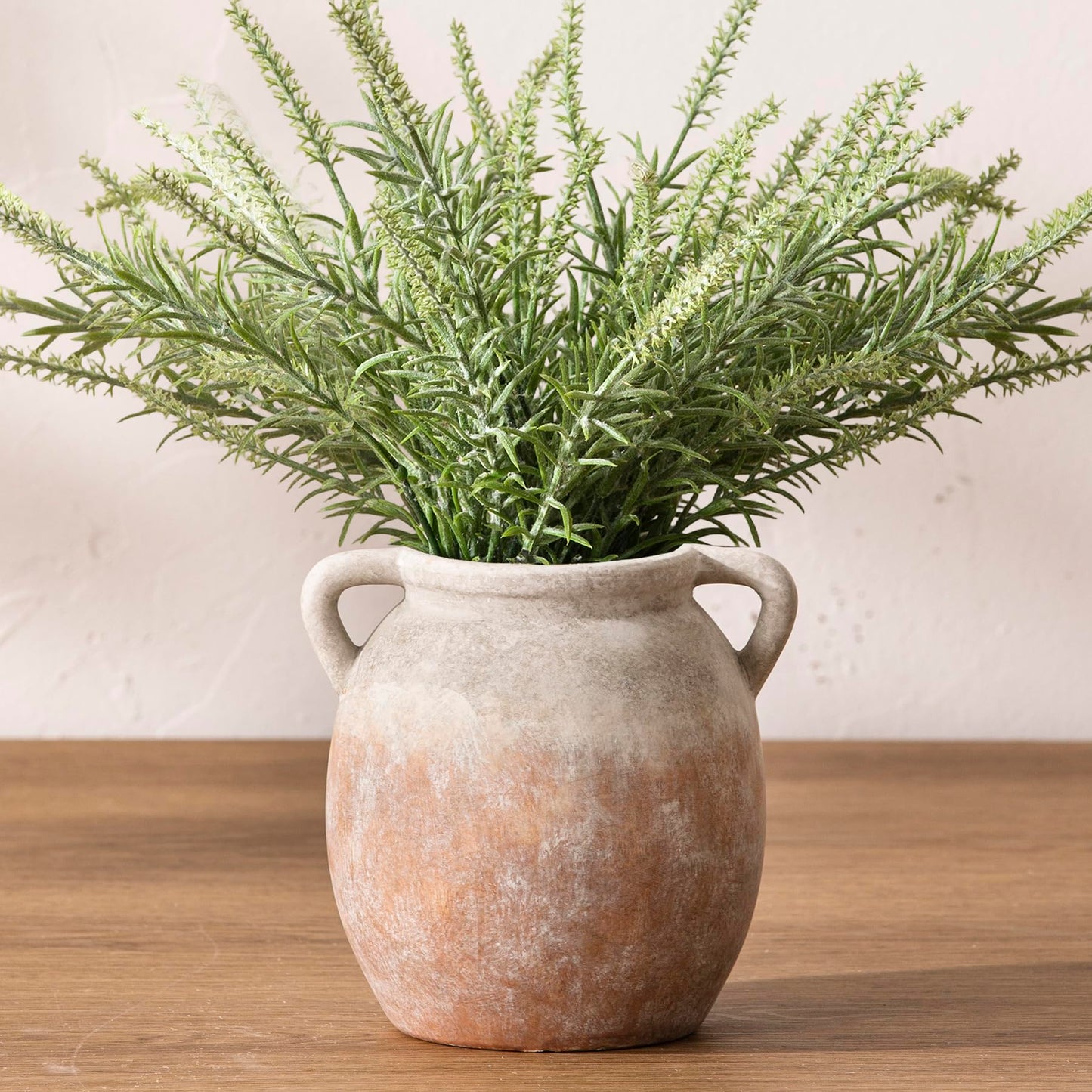 Dobbyby Ceramic Flower Vase 12 inch Farmhouse Rustic Vase Decorative Pottery Terracotta Tall Vases for Home Decor Table Mantle Fireplace Living Room Bathroom Wedding Centerpiece (Large-Terracota)