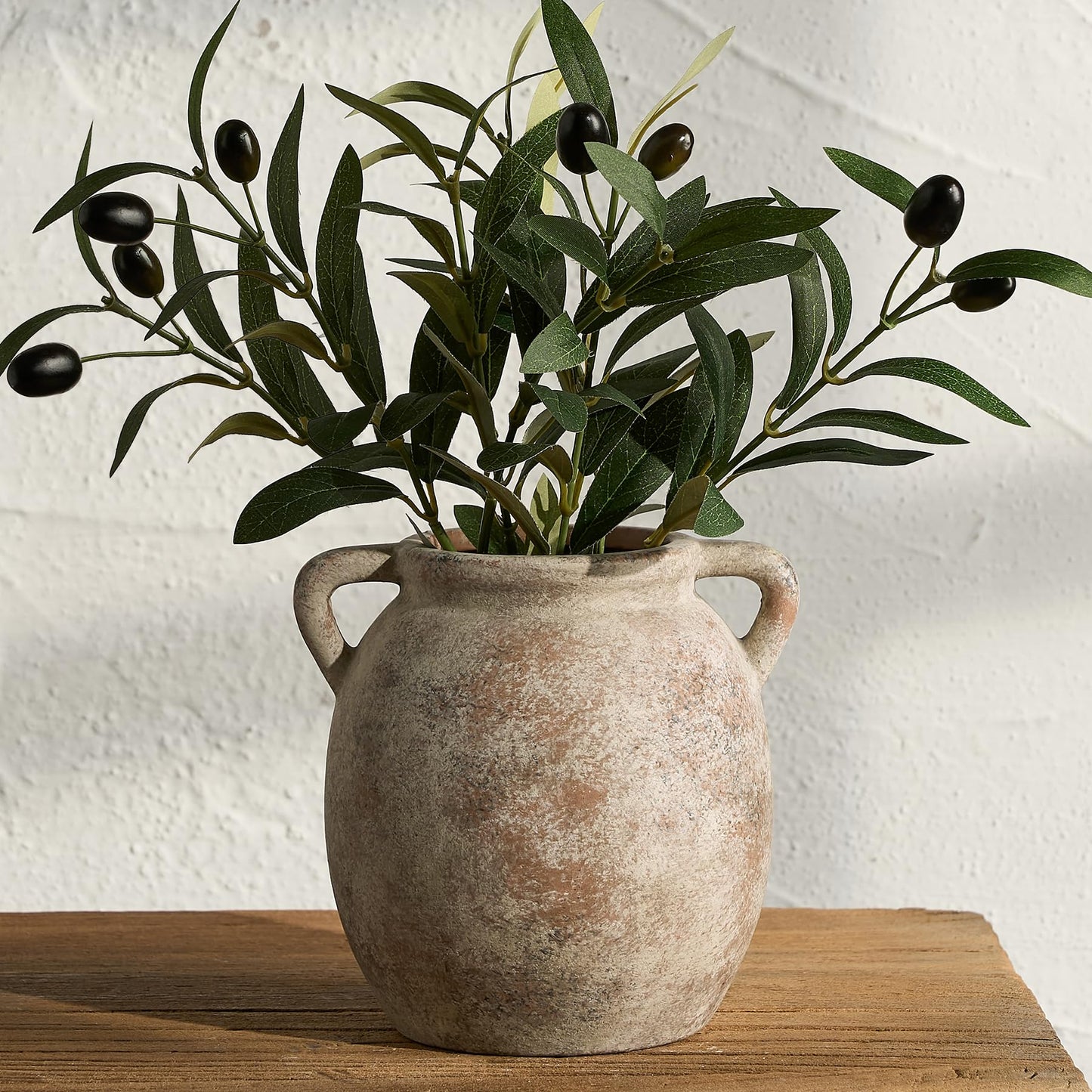 Dobbyby Ceramic Flower Vase 12 inch Farmhouse Rustic Vase Decorative Pottery Terracotta Tall Vases for Home Decor Table Mantle Fireplace Living Room Bathroom Wedding Centerpiece (Large-Terracota)