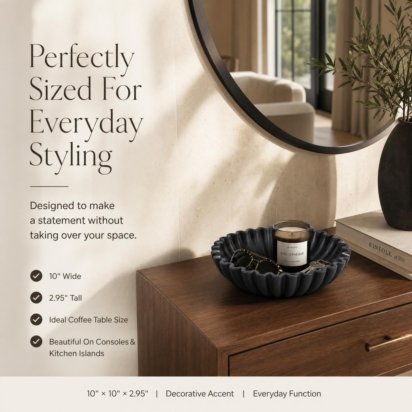 KIBAGA Decorative Marble Fruit Bowl for Your Kitchen Counter or Table Decor