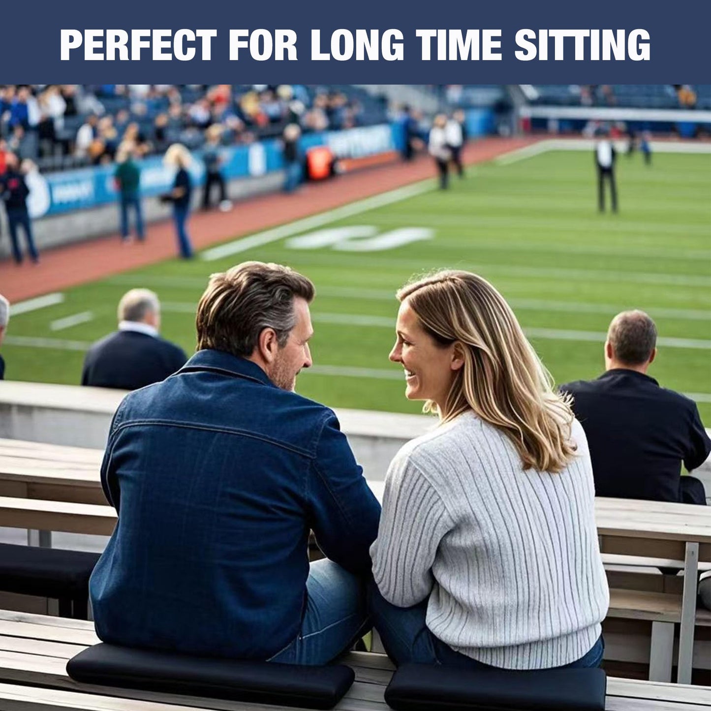 Stadium Seat Cushions 2-Pack 3-Pack, Portable Bleacher Cushions, Waterproof Oxford Fabric, Zipper Design, (Black, 2-Pack)