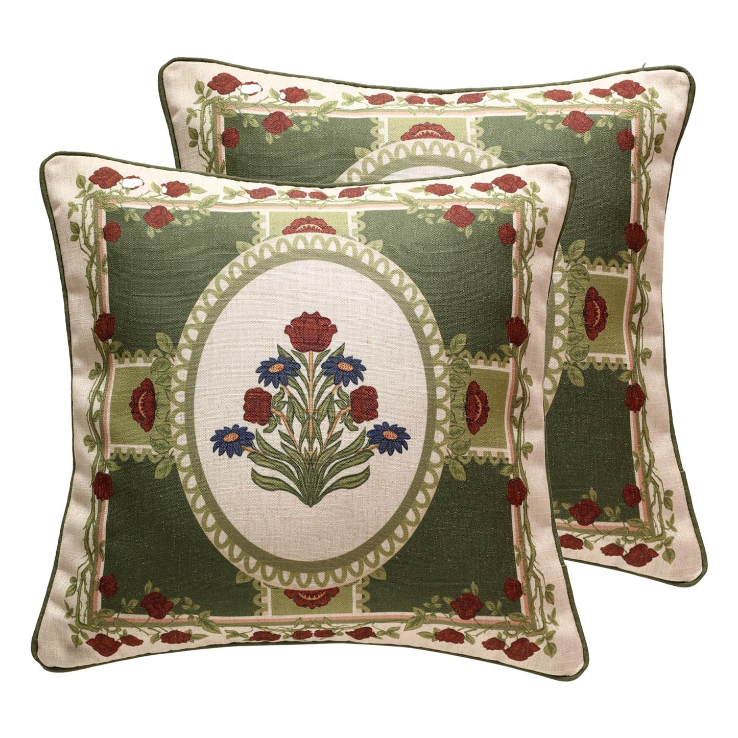 ISAENNE Designer Vintage Square Throw Pillow Cover,Set of 2,18"x18"